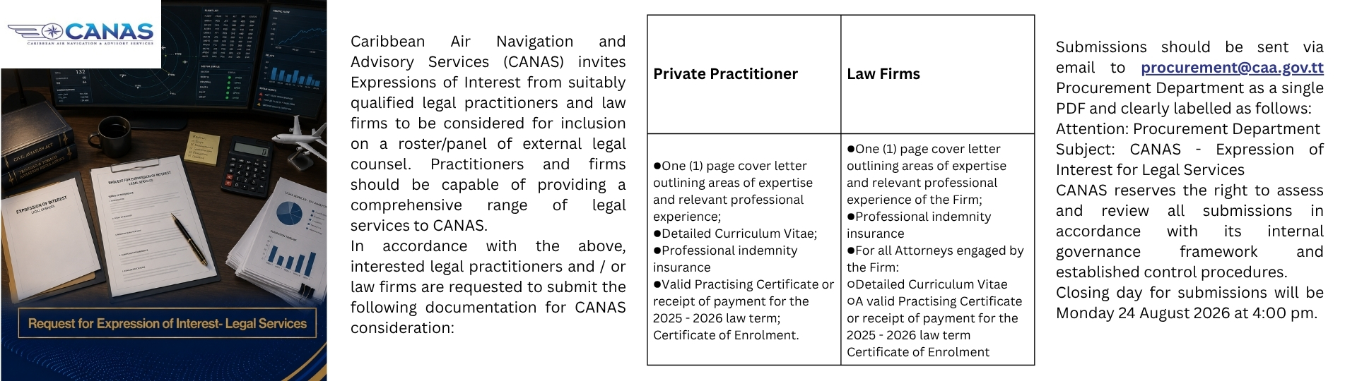 CANAS Request for Expression of Interest- Legal Services